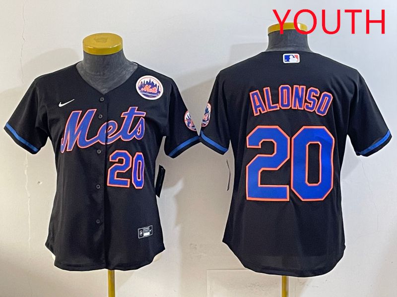 Youth 2025 New York Mets #20 Alonso Black Game Nike MLB Jersey style 11->youth mlb jersey->Youth Jersey
